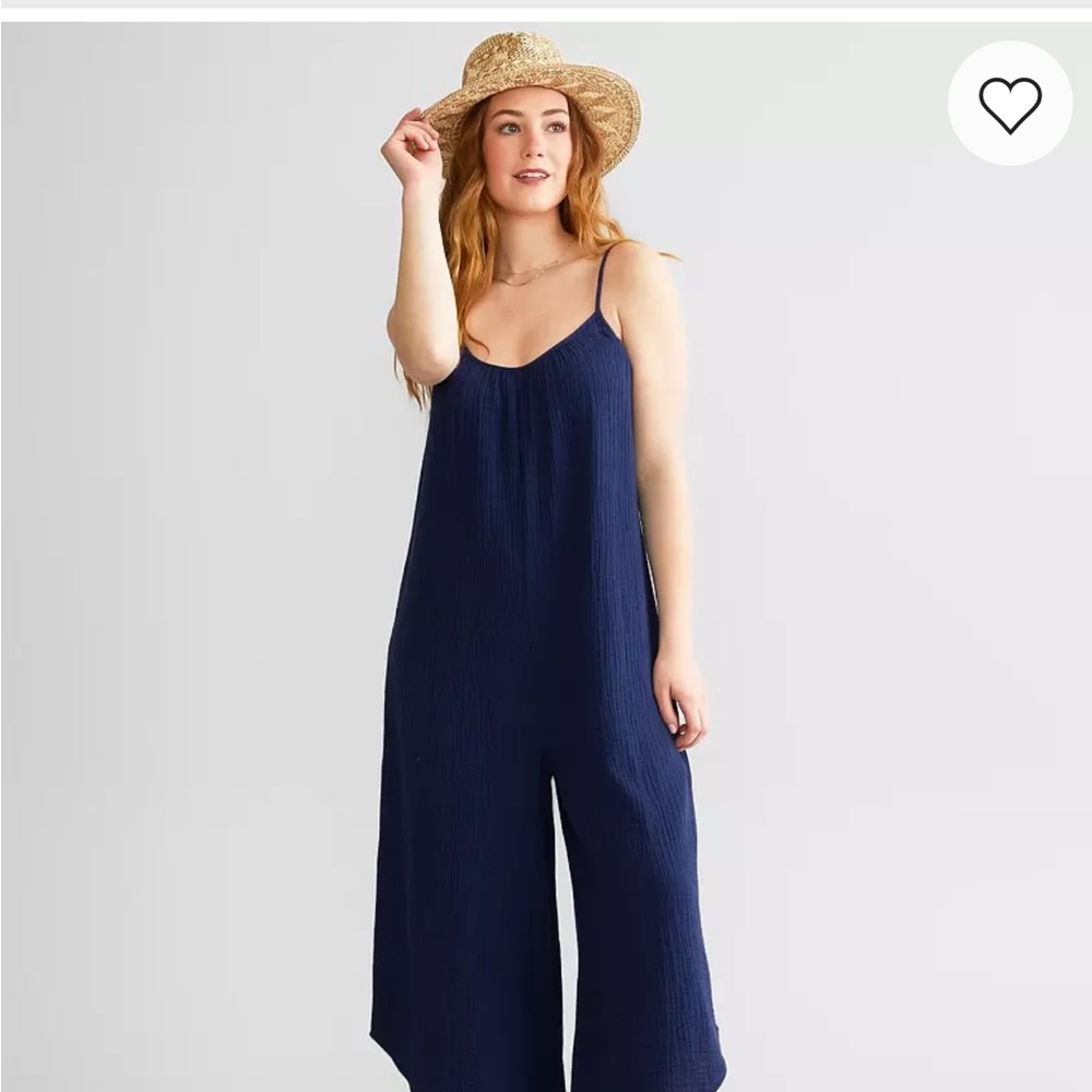 Z Supply The Flared Gauze Jumpsuit Indigo NWT